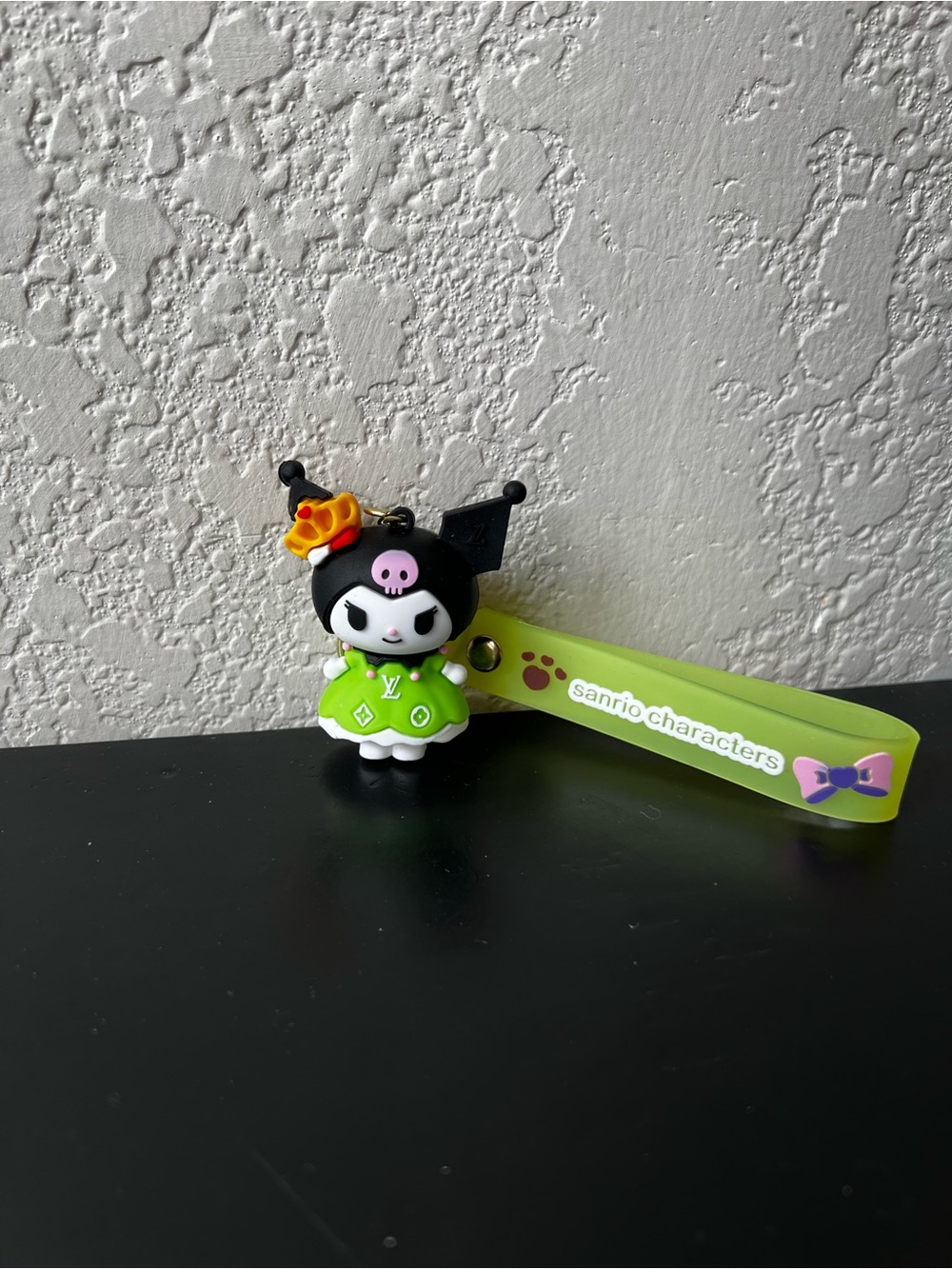 Kuromi Sanrio Character Lime Green Keychain Charm